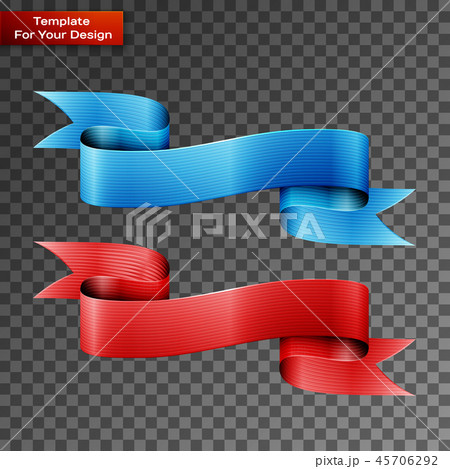 Blue and red ribbons On transparent Background 45706292
