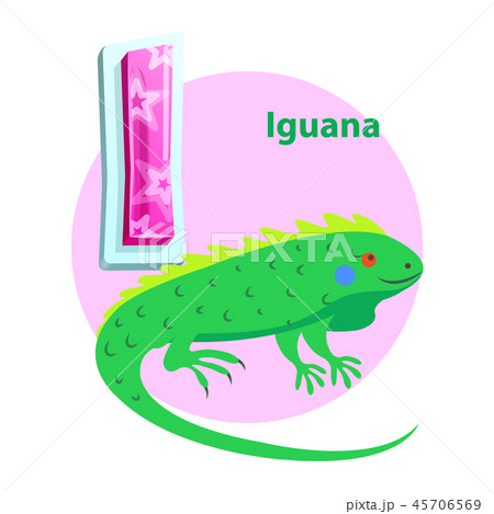 Letter I for iguana cartoon alphabet for children 45706569