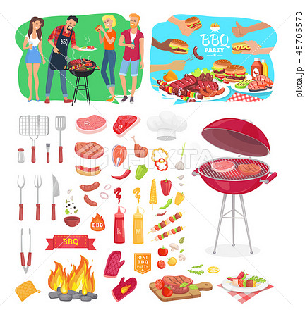 BBQ Party Posters and Icons Vector Illustration BBQ Party Posters and Icons Vector Illustration 45706573