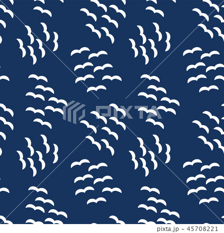 Seamless vector pattern Flock of white birds blue 45708221