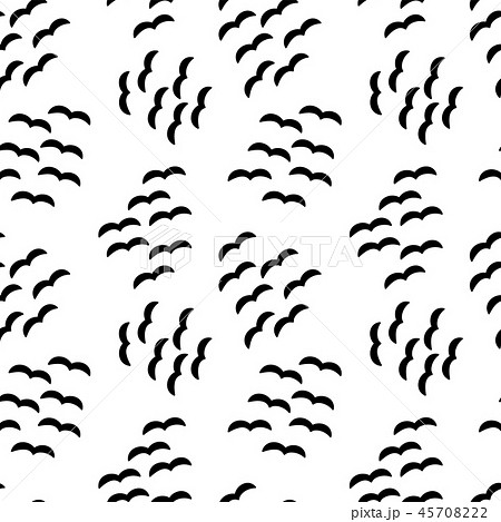 Flock of birds Seamless vector pattern black white 45708222