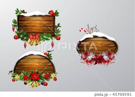 Vector wooden christmas board 45709591