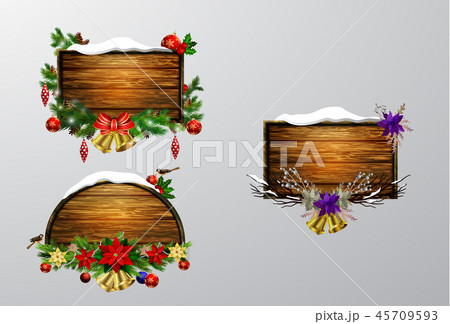 Vector wooden christmas board 45709593