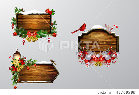 Vector wooden christmas board 45709599