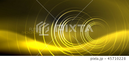 Dark abstract background with glowing neon circles 45710228