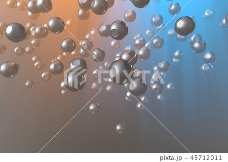 Abstract steel metal spheres flying in the space 3d rendering. Futuristic concept background in 45712011