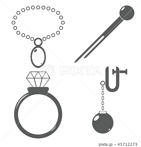 装飾品 宝石 ファッション ヘアピン ネックレス 指輪 イヤリング イラスト アイコンのイラスト素材 45712273 Pixta