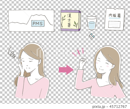 女性　からだの不調　健康　医療　PMS 45712767