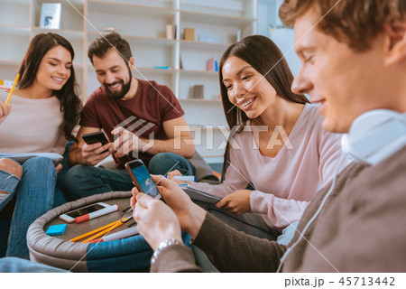 Gay four friends surfing Internet Gay four friends surfing Internet 45713442