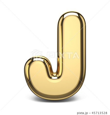 Golden font letter J 3D 45713528
