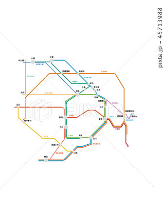 ベース素材 路線図のイラスト素材