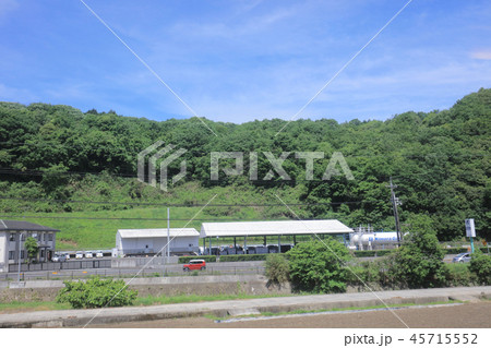 a View through tram window of the country side 45715552