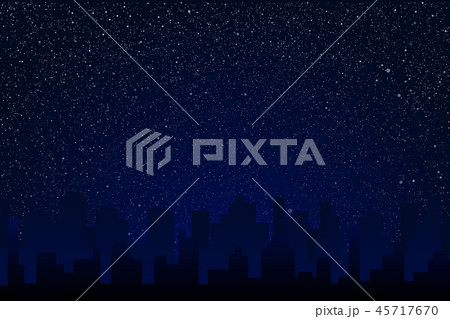 Starry Sky. Shining Stars. Night Town, City. 45717670