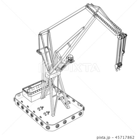 Floating crane. Vector 45717862