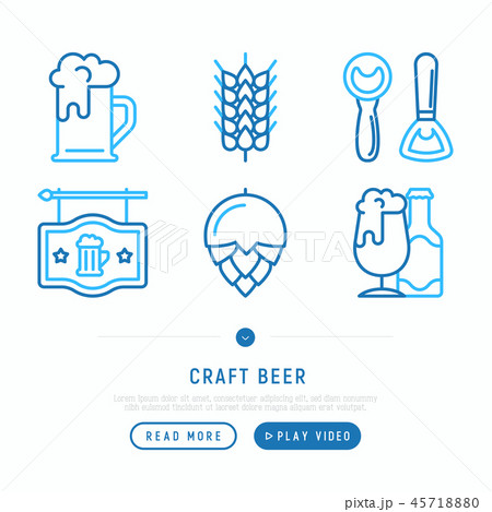 Craft beer thin line icons set 45718880