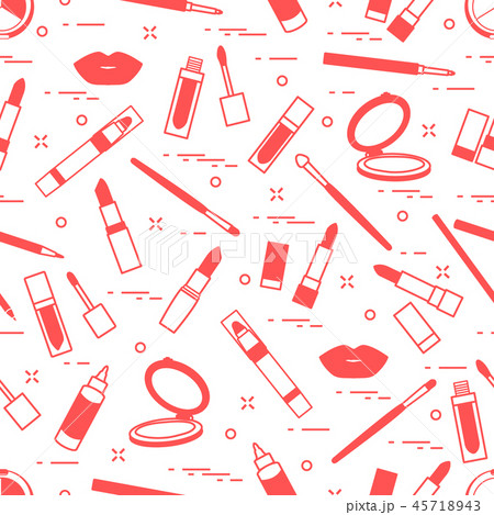 Seamless pattern of different lip make-up tools 45718943