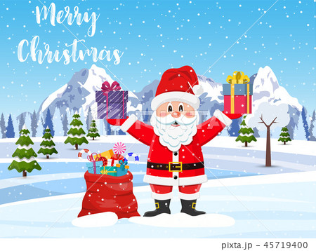 Santa claus with a bag of toys 45719400