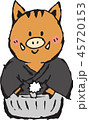 <年賀状>正座するイノシシ(袴) 45720153