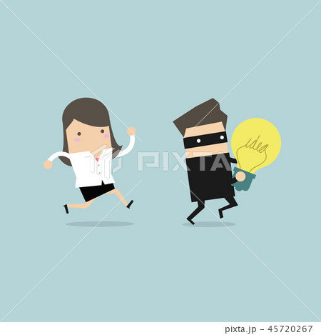 Businesswoman running and chasing thief. 45720267