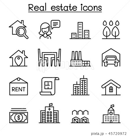 Real estate icon set in thin line style 45720972
