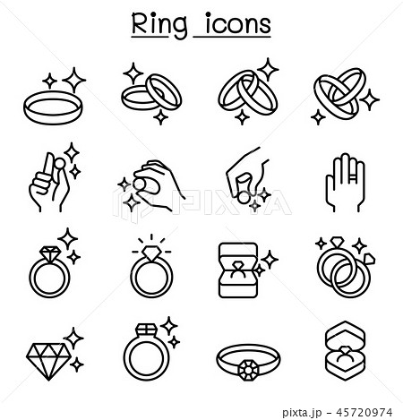 Ring icon set in thin line style 45720974