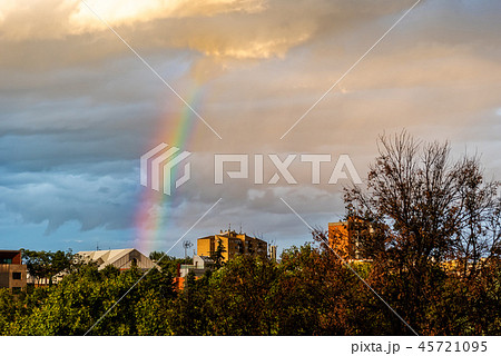 Beautiful rainbow of residential district at sunset Beautiful rainbow of residential district at sunset 45721095