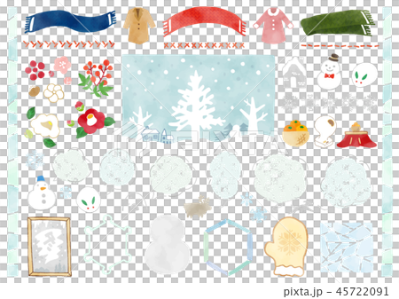 手描き 冬素材1 水彩 手描き 冬素材1 水彩 45722091