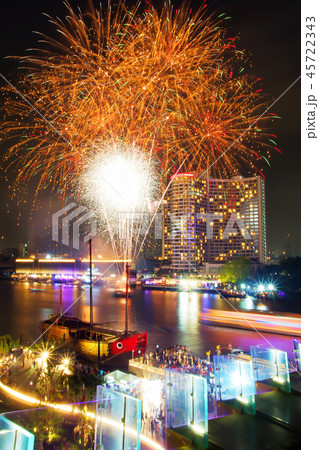 Fireworks show in Celebrate on the festival day. 45722343