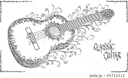Vector Illustration Drawing Of Classic Guitar のイラスト素材