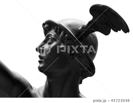 Ancient statue of the antique god of commerce, merchants and travelers Hermes - Mercury . He is 45723036