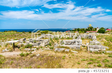Ruins of Chersonesus, an ancient greek colony. Sevastopol, Crimea Ruins of Chersonesus, an ancient greek colony. Sevastopol, Crimea 45723251