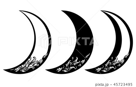 ornate crescent moon black vector design 45723495