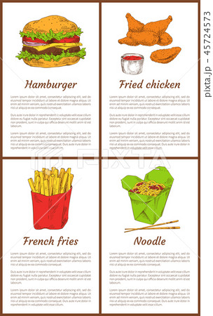 Hamburger and French Fries Set Vector Illustration 45724573