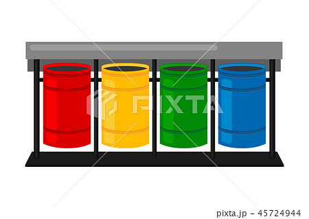 Colorful cartoon sorting trash bins 45724944