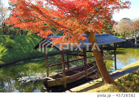 こしがや能楽堂、花田苑の紅葉と舟舎（11月）埼玉県越谷市 45726582
