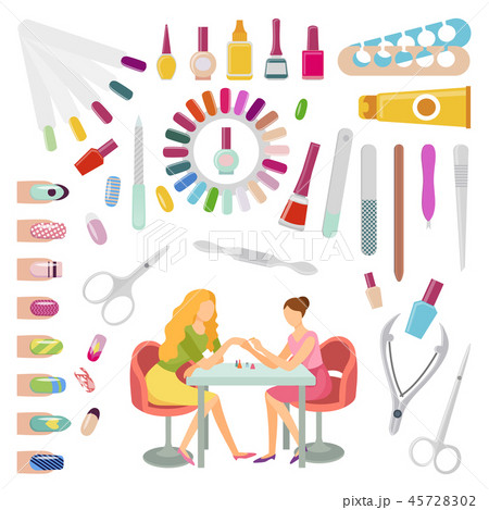 Manicure Manicurist And Tools Nails Set Vectorのイラスト素材 4572