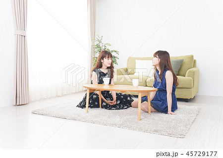 女子会をする若い2人 女子会をする若い2人 45729177