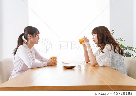 女子会をする若い2人 女子会をする若い2人 45729192