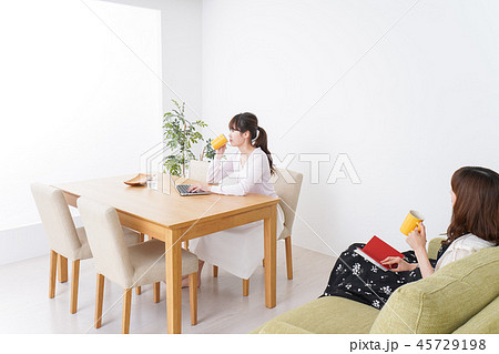 女子会をする若い2人 女子会をする若い2人 45729198