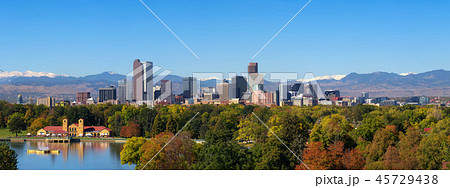 Skyline of Denver downtown with Rocky Mountains Skyline of Denver downtown with Rocky Mountains 45729438