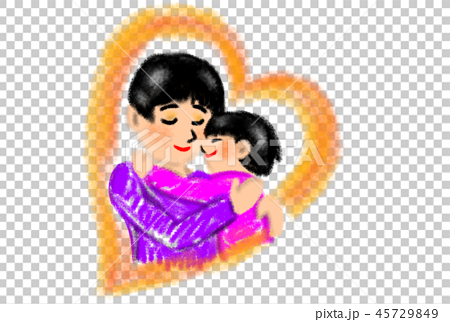 母親と子供が抱き合う愛情たっぷりのイメージイラスト のイラスト素材