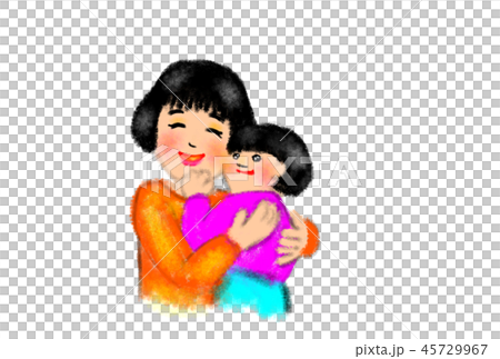 仲良し親子のイメージイラスト お母さんと子供の手描きイラスト のイラスト素材