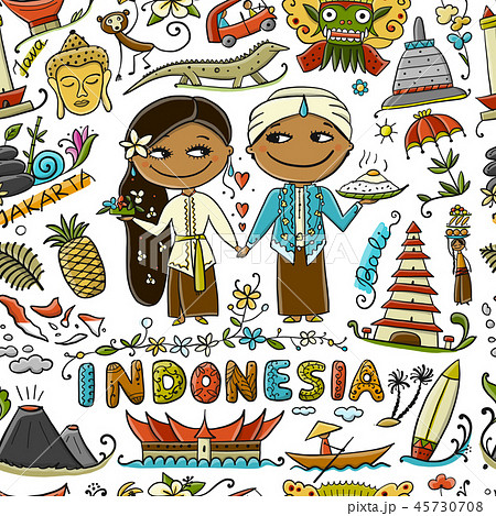 Travel to Indonesia. Seamless pattern for your design 45730708