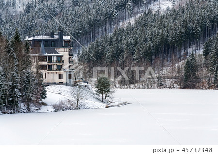 Solitary hotel building in beautiful snowy winter Solitary hotel building in beautiful snowy winter 45732348