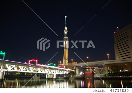 隅田川の夜景クリスマス間近 45732889