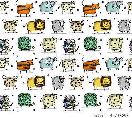 Funny animals, seamless pattern for your design 45733093