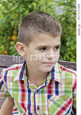 Cute brunette boy eleven years old 45733589