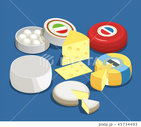 Cheese Assortment Isometric Design Concept 45734493