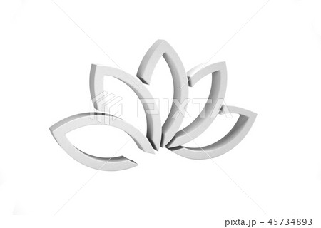 White Lotus Flower Background. 3D Render Illustration 45734893