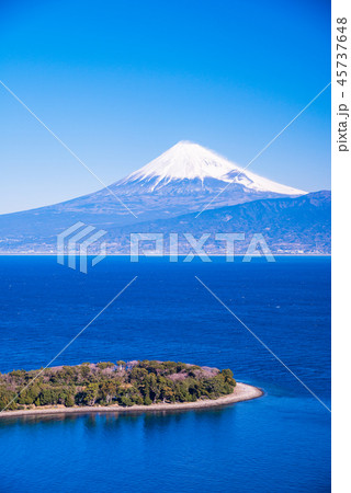 （静岡県）大瀬崎（おせざき）から海越しの富士山 45737648